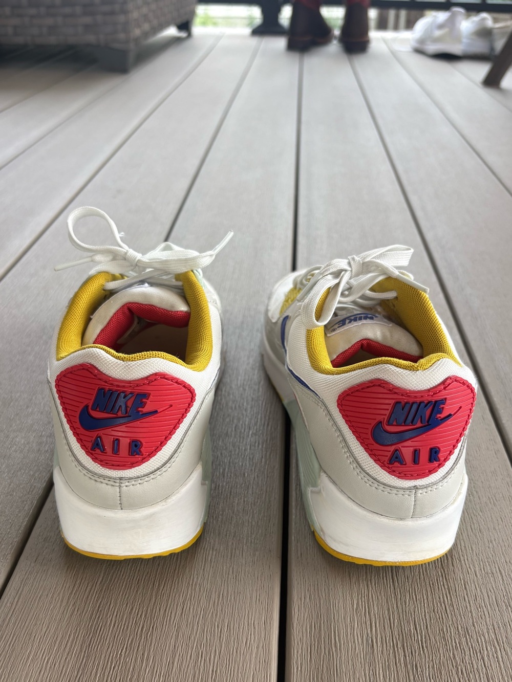 Nike Air Max 90s in White, Blue & Yellow - Picture 6 of 8